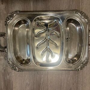 Victorian  Silverplate Tree-Well Meat
Serving Tray, Orna Era: Mid-20th century